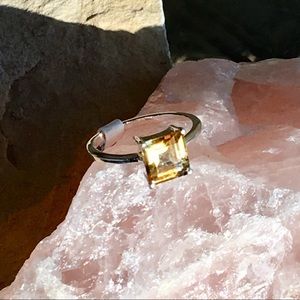 NEW Dainty, natural 2 carat citrine sterling ring